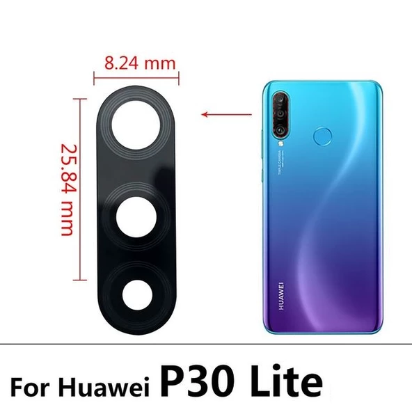 Tkgz Huawei Uyumlu P30 Lite Arka Kamera Camı Lens Yapışkanlı