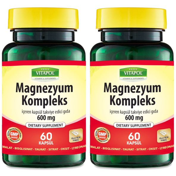 Vitapol Magnesium Complex 2x60 Kapsül Magnezyum Kompleks Malat Bisglisinat Taurat Sitrat Oksit L-Treonat