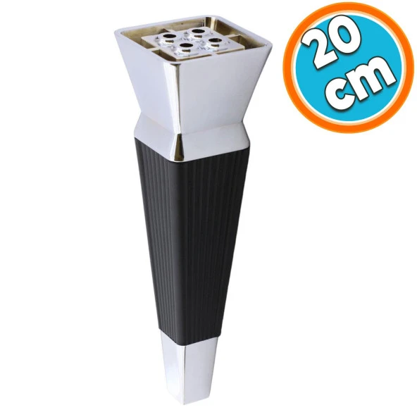 Mobilya Oturma Grubu Kanepe Sehpa TV Ünitesi Koltuk Ayağı Baza Ayakları Siyah Krom 20 cm ürün görseli