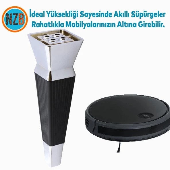 Mobilya Oturma Grubu Kanepe Sehpa TV Ünitesi Koltuk Ayağı Baza Ayakları Siyah Krom 20 cm - Resim 4