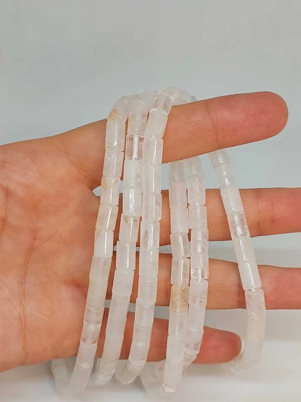Kristal Kuvars Taşı Silindir Kesim 5.5x7.5mm Dizi (49302)