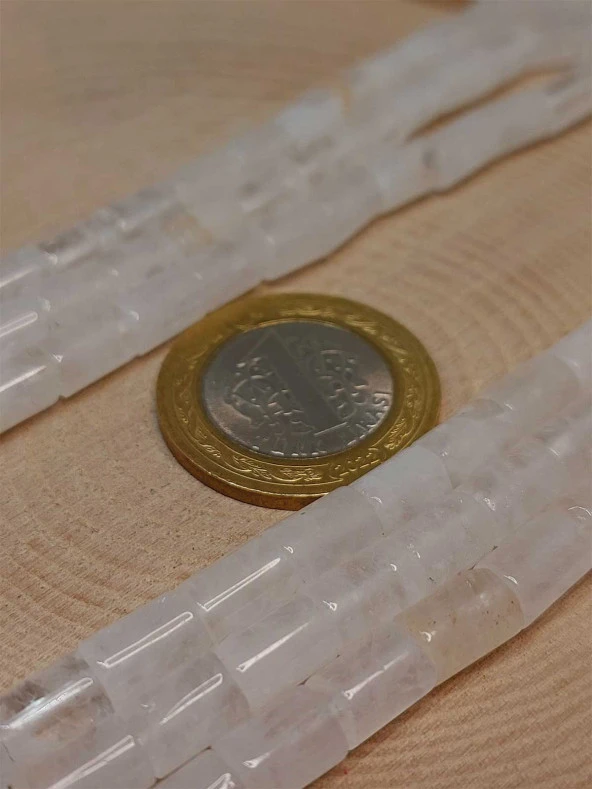 Kristal Kuvars Taşı Silindir Kesim 5.5x7.5mm Dizi (49302) - 2