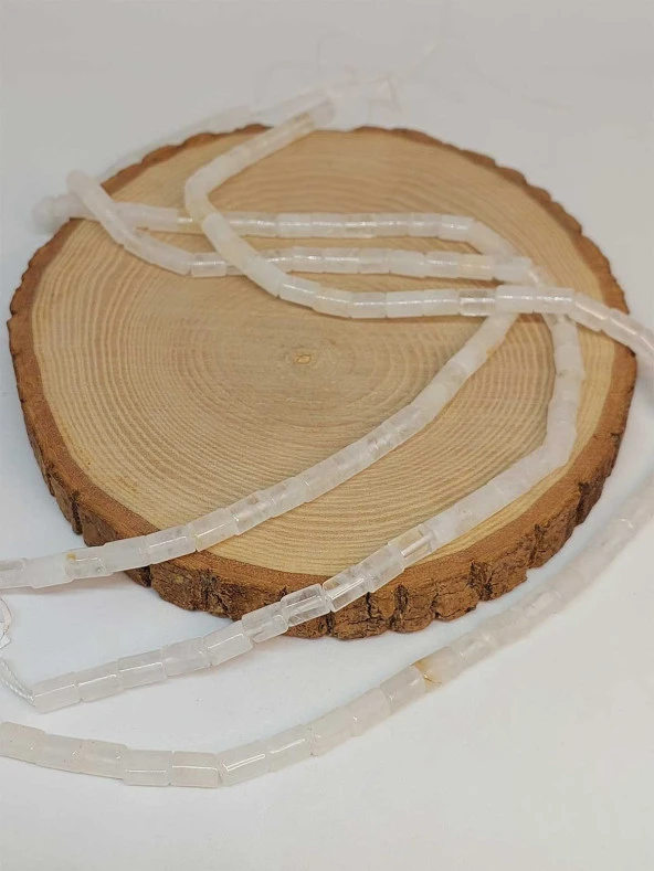 Kristal Kuvars Taşı Silindir Kesim 5.5x7.5mm Dizi (49302) - 3