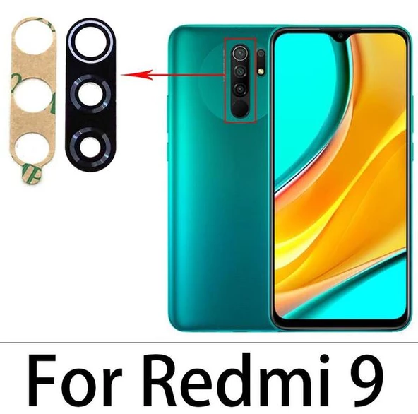 Tkgz Xiaomi Redmi 9 Arka Kamera Camı Lens Yapışkanlı