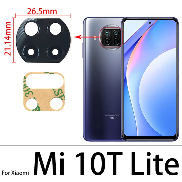Tkgz Xiaomi Mİ 10T LİTE Arka Kamera Camı Lens Yapışkanlı