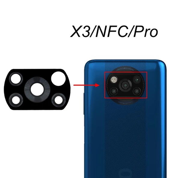 Tkgz Xiaomi POCOPHONE X3 PRO Arka Kamera Camı Lens Yapışkanlı