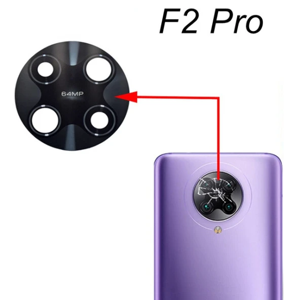 Tkgz Xiaomi POCOPHONE F2 PRO Arka Kamera Camı Lens Yapışkanlı