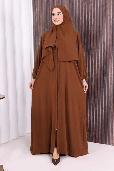 Şallı Namaz Elbisesi 3857 Kahverengi ürün görseli