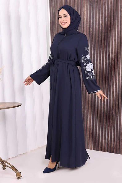 Çift Taraflı Çift Renk Ferace 7897 Lacivert - Resim 3