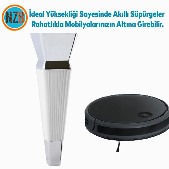 Mobilya Oturma Grubu Kanepe Sehpa TV Ünitesi Koltuk Ayağı Baza Ayakları Beyaz Krom 20 cm - 3