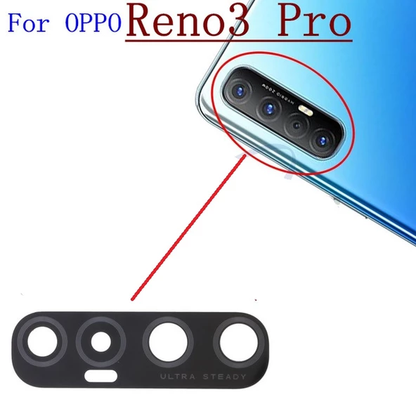 Tkgz OPPO RENO 3 PRO Arka Kamera Camı Lens Yapışkanlı