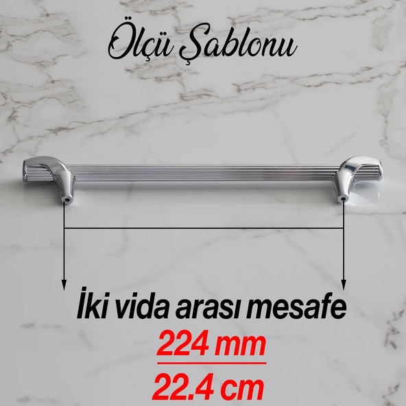 Duru 224 mm Metal Kulp Mutfak Mobilya Dolabı Çekmece Dolap Kulpları Kapak Kulbu Kulpu Krom Renk - Resim 4