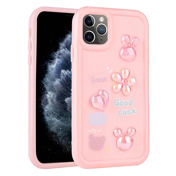 Apple iPhone 11 Pro Max Kılıf Kabartma Figürlü Parlak Toys Silikon Kapak - 5