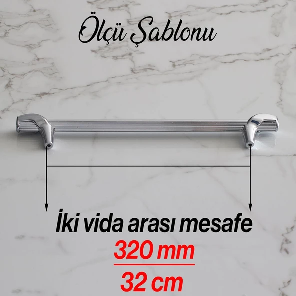 Duru 320 mm Metal Kulp Mobilya Mutfak Dolabı Dolap Çekmece Kulpları Kapak Kulbu Kulpu Krom Renk - 5
