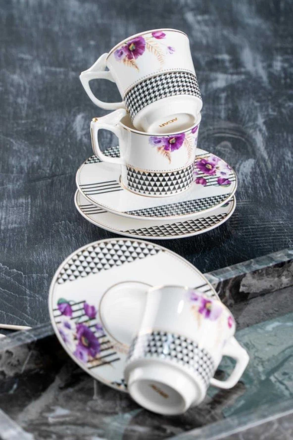 Acar Black Wall 6'lı Kahve Fincan Takımı - 2