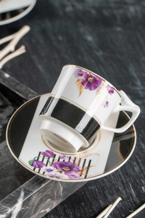 Acar Black Wall 6'lı Kahve Fincan Takımı - 4