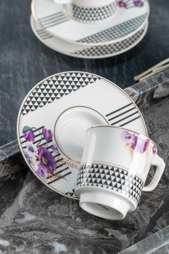 Acar Black Wall 6'lı Kahve Fincan Takımı - 6