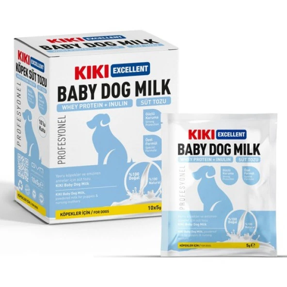 Kıkı Excellent Köpek Süt Tozu Saşe (Whey Protein + Inulin) 5 Gr. 10 Adet (Kutu) KD112B10