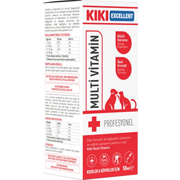 Kiki Excellent Kedi & Köpek Multi Vitamin 50 Ml. KCD102
