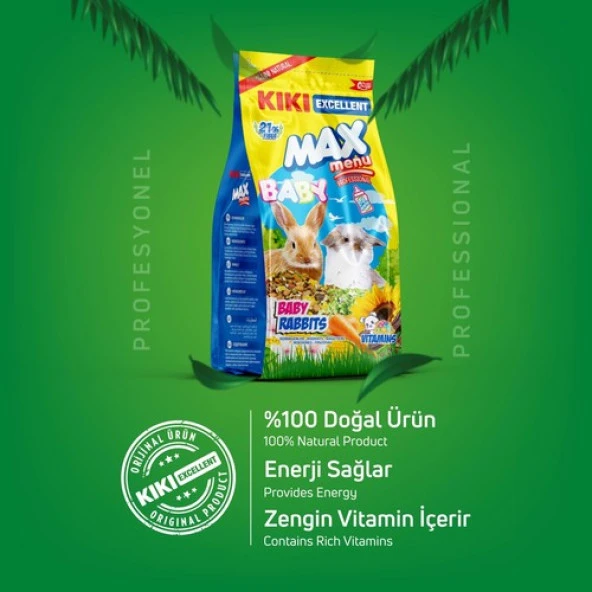 Kıkı Excellent Kemirgen Max Menu Baby Rabbits Yavru Tavşan Yemi 500 Gr. KG303 - 3