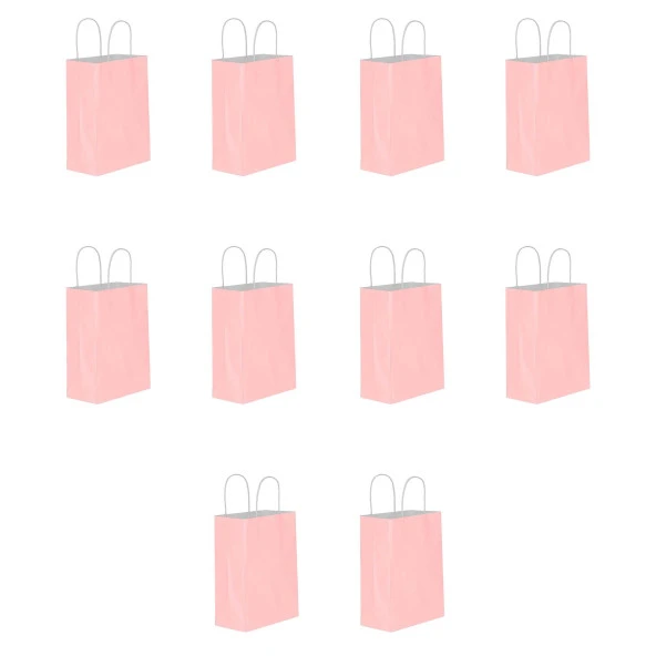 Büküm Saplı Kraft Kağıt Karton Hediyelik Çanta Poşet Torba - Pembe - 31x41 Cm. - 10 Adetlik 1 Paket ürün görseli 1