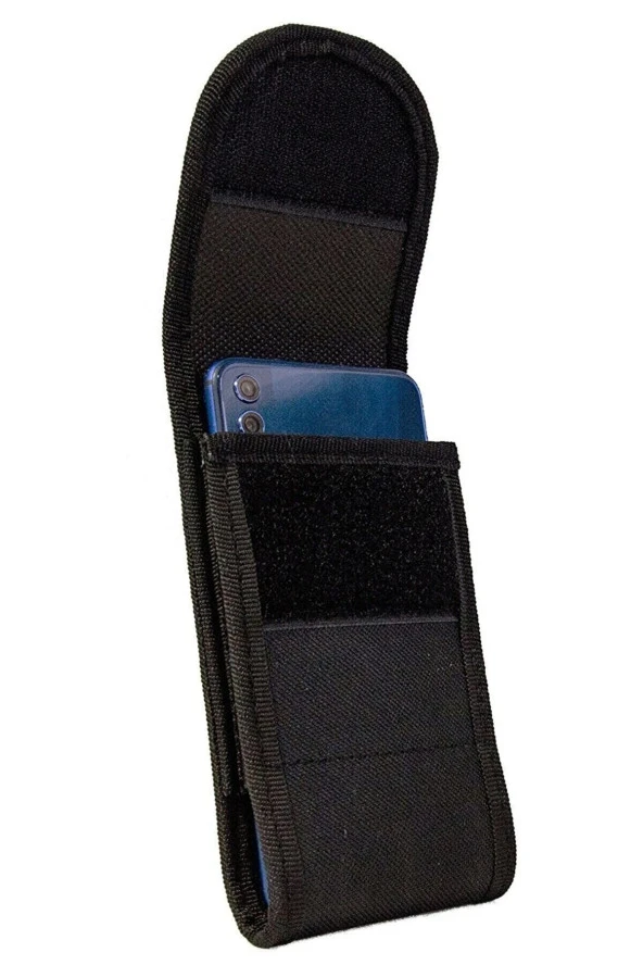 Kanvas Kumaş Cırtlı Kapaklı Kemere Takılan Telefon Kılıfı - Resim 2