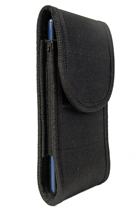 Kanvas Kumaş Cırtlı Kapaklı Kemere Takılan Telefon Kılıfı - Resim 3