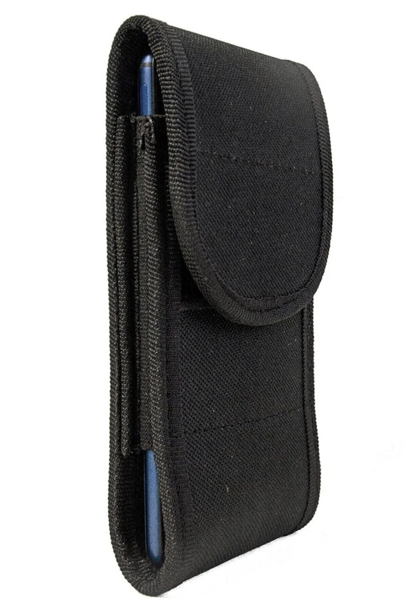 General Mobile Gm6 Uyumlu  Kanvas Kumaş Cırt Kapaklı Kemere Takılan Telefon Kılıfı - 3