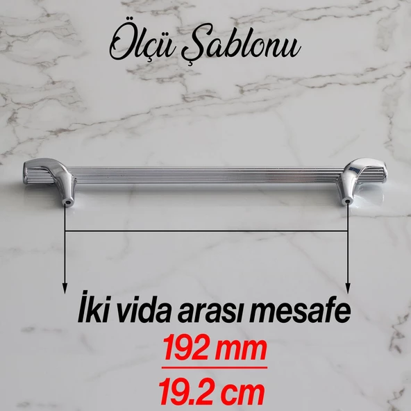Duru 192 mm Metal Kulp Mobilya Mutfak Dolabı Kulpları Dolap Çekmece Kapak Kulbu Kulpu Krom Renk - Resim 5