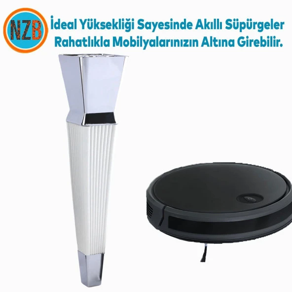 Mobilya Oturma Grubu Kanepe Sehpa TV Ünitesi Koltuk Ayağı Baza Ayakları Beyaz Krom 26 cm - Resim 5