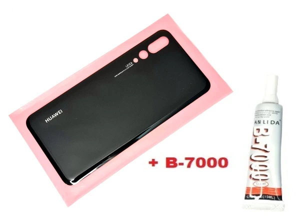 Tkgz Huawei Uyumlu P20 PRO Arka Pil Batarya Kapağı (CAM+B-7000) SİYAH