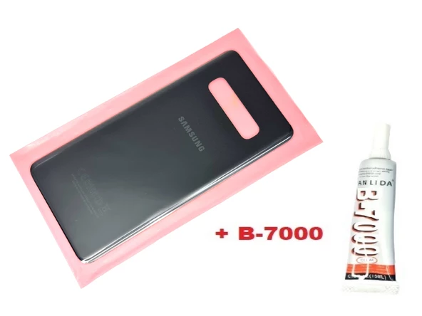 Tkgz Samsung Galaxy S10 PLUS Arka Pil Batarya Kapağı (CAM+B-7000) SİYAH ürün görseli 1