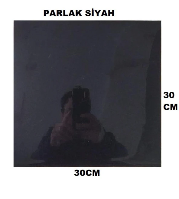 Renkli Duvarlar 1m2 30x30 Cm (11 ADET) Kendinden Yapışkanlı Shıny Düz Siyah Parlak Duvar Ofis Mutfak Karosu Paneli - 4