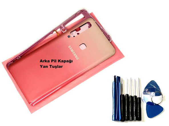 Tkgz Samsung Galaxy A9 A920 2018 FULL ORJ KASA Arka Pil Batarya Kapağı (TAMİR SETİ) PEMBE
