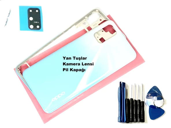 Tkgz Oppo A52 KASA Arka Pil Batarya Kapağı (TAMİR SETİ) BEYAZ