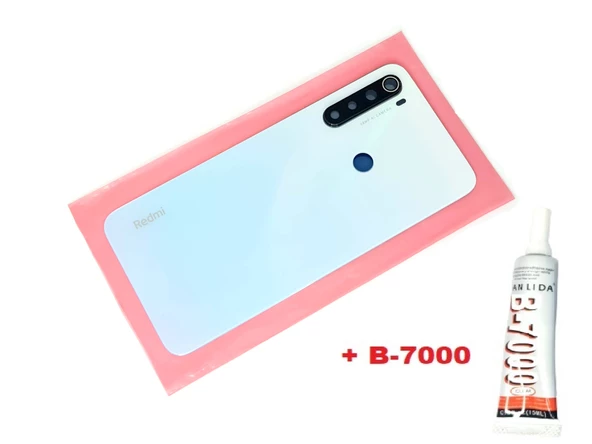 Tkgz Xiaomi Redmi NOTE 8 Arka Kapak Batarya Kapağı (LENSLİ CAM) (B-7000) BEYAZ