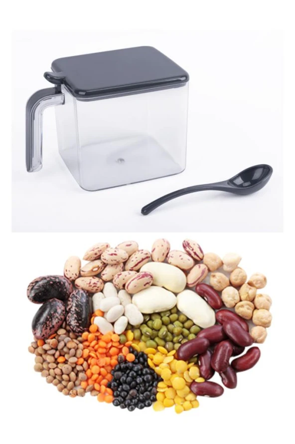 6’lı Baharatlık Seti, Standlı Kaşıklı Kapaklı Yapışkanlı Baharat Erzak Saklama Takımı Antrasit - Resim 4