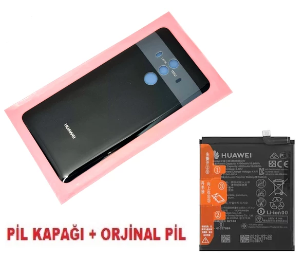 Tkgz Huawei Uyumlu MATE 10 Pro Arka Pil Batarya Kapağı + PİL (CAM) SİYAH