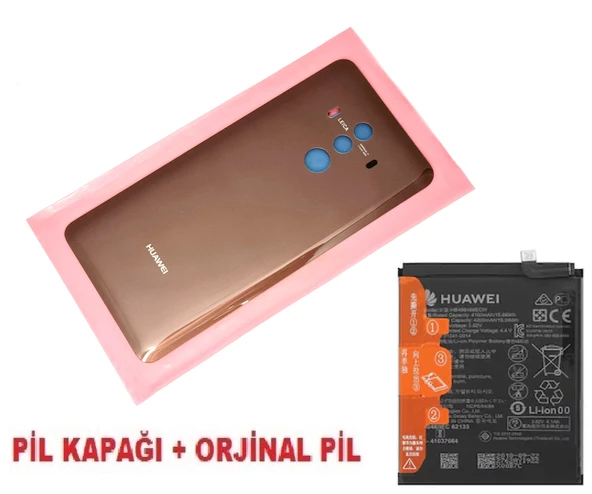 Tkgz Huawei Uyumlu MATE 10 Pro Arka Pil Batarya Kapağı + PİL (CAM) GOLD