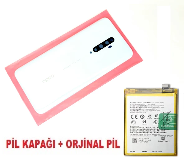 Tkgz Oppo Reno 2Z Arka Pil Batarya Kapağı + PİL (CAM) BEYAZ