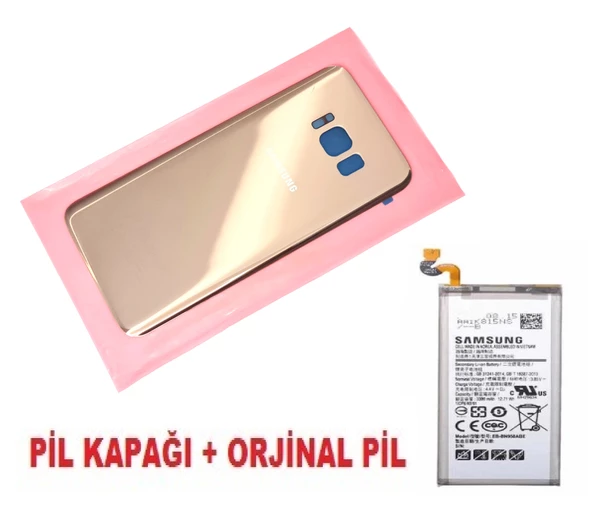 Tkgz Samsung Galaxy S8 Arka Pil Batarya Kapağı + PİL (CAM) GOLD