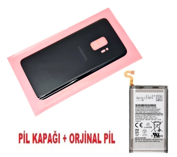 Tkgz Samsung Galaxy S9 Arka Pil Batarya Kapağı + PİL (CAM) SİYAH