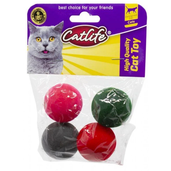 203433 Catlife 4lü Plastik Top Kedi Oyuncağı