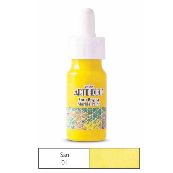 Artdeco Ebru Boyası 30 ml Koyu Sarı - Resim 2
