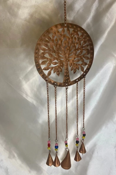 Deprem Zili Çanı Rüzgar Çanı Zili Feng Shui HaYat Ağacı Komple Metal 5 Çanlı Bakır Orta Boy - Resim 3