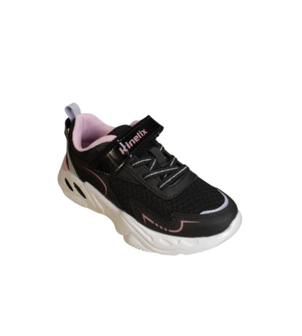 KİNETİX Kız Çocuk Siyah Beyaz Çırtlı Comfort Rahat Taban Sneaker Spor Ayakkabı