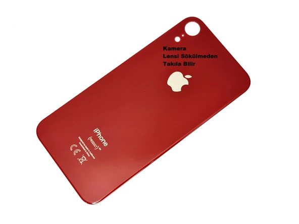 iPhone XR Arka Pil Batarya Kapağı (CAM) Kırmızı