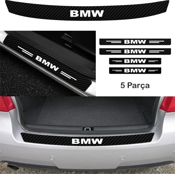 Bmw X Drive İçin Uyumlu Aksesuar Oto Bağaj Ve Kapı Eşiği Sticker Set Karbon