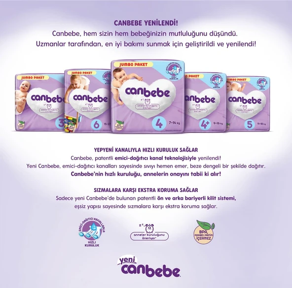 Canbebe Bebek Bezi Beden:5 (11-18Kg) Junior 88 Adet Ekonomik Fırsat Pk - 3