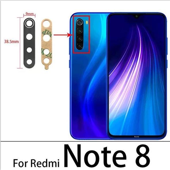 Xiaomi Redmi NOTE 8 Arka Kamera Camı Lens Yapışkanlı